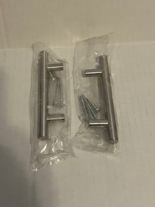 2 Stainless steel cabinet handles with mounting hardware